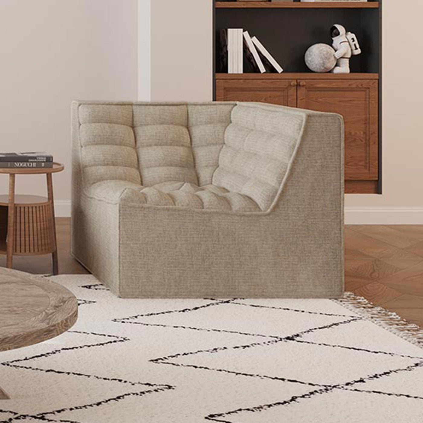 ZEYNA Fauteuil modulable angle réversible tissu taupe