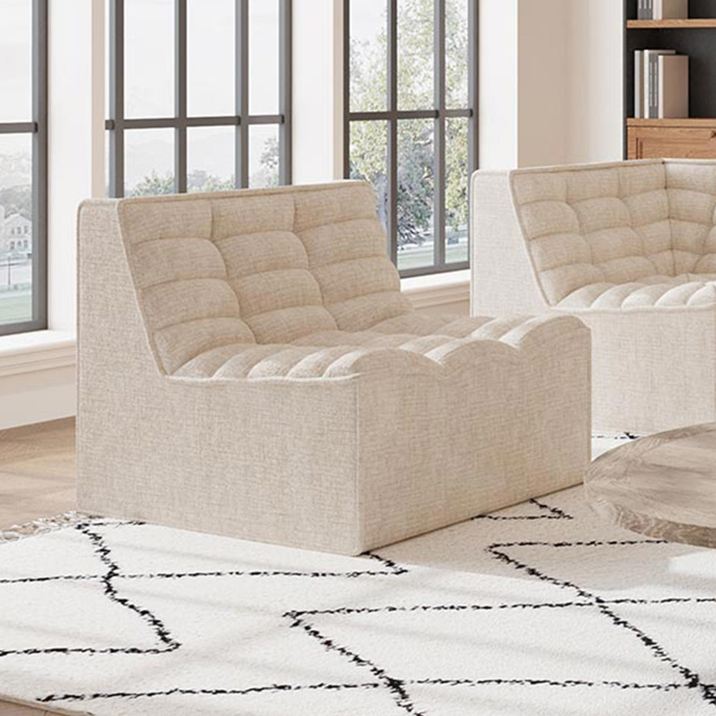 ZEYNA Fauteuil modulable en tissu beige