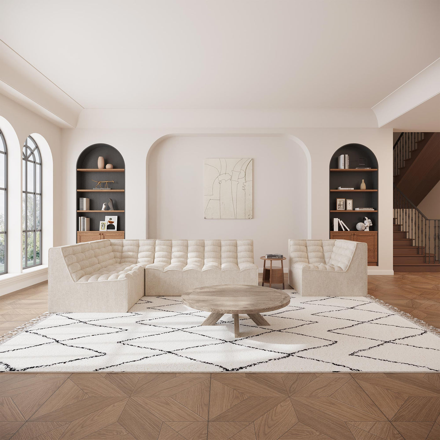 ZEYNA Fauteuil modulable en tissu beige