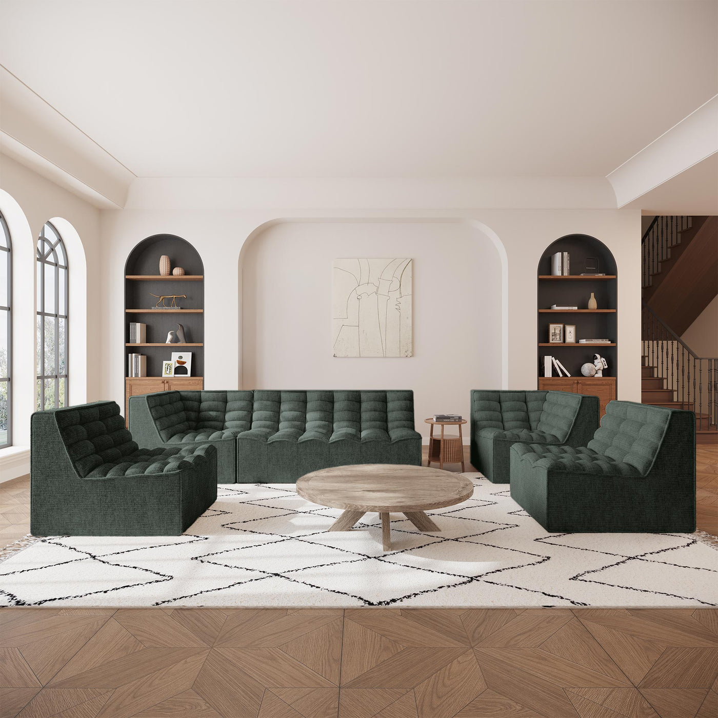 ZEYNA Fauteuil modulable en tissu vert