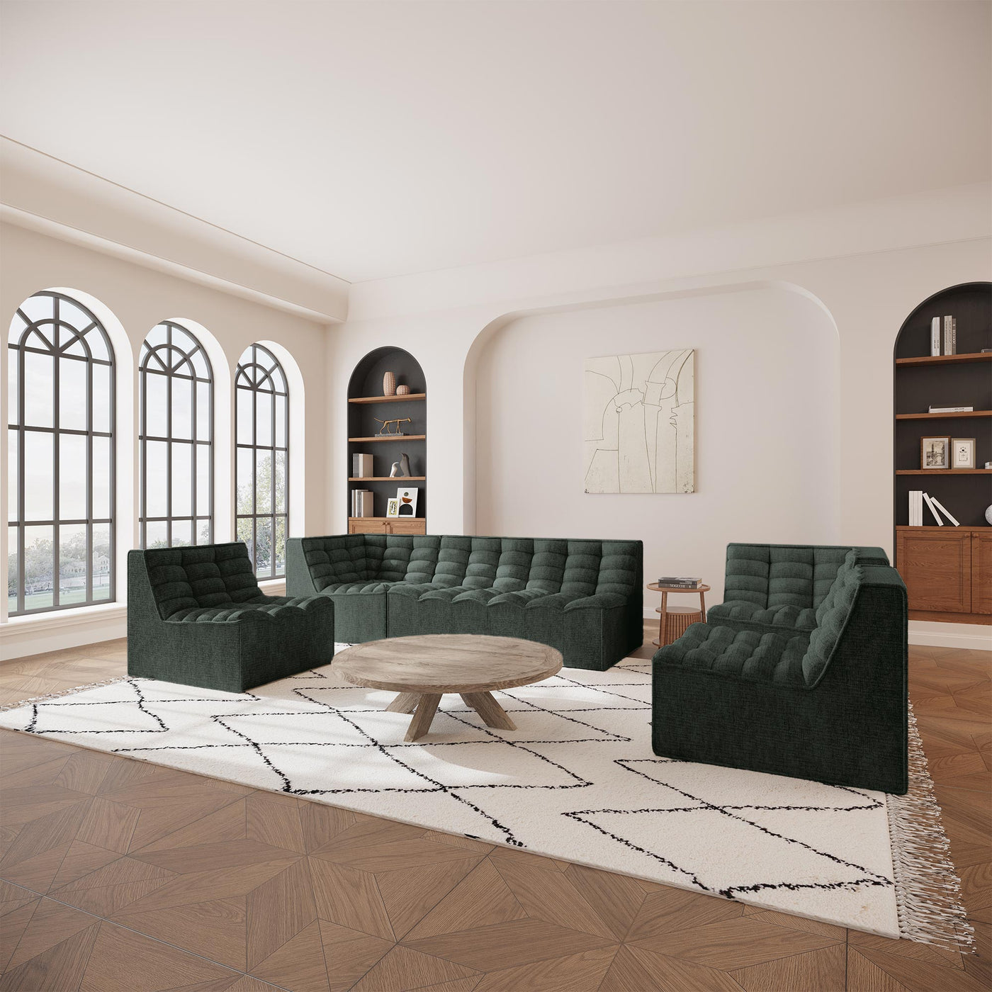 ZEYNA Fauteuil modulable en tissu vert