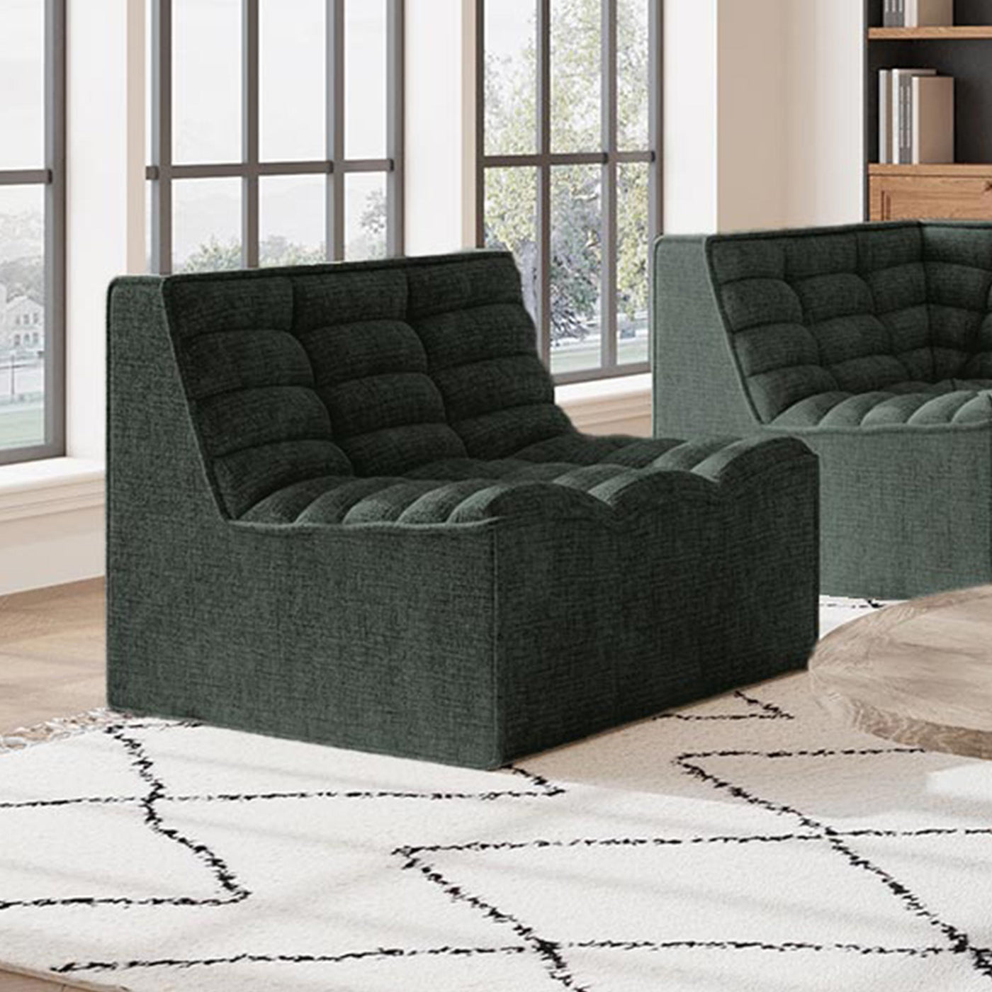 ZEYNA Fauteuil modulable en tissu vert