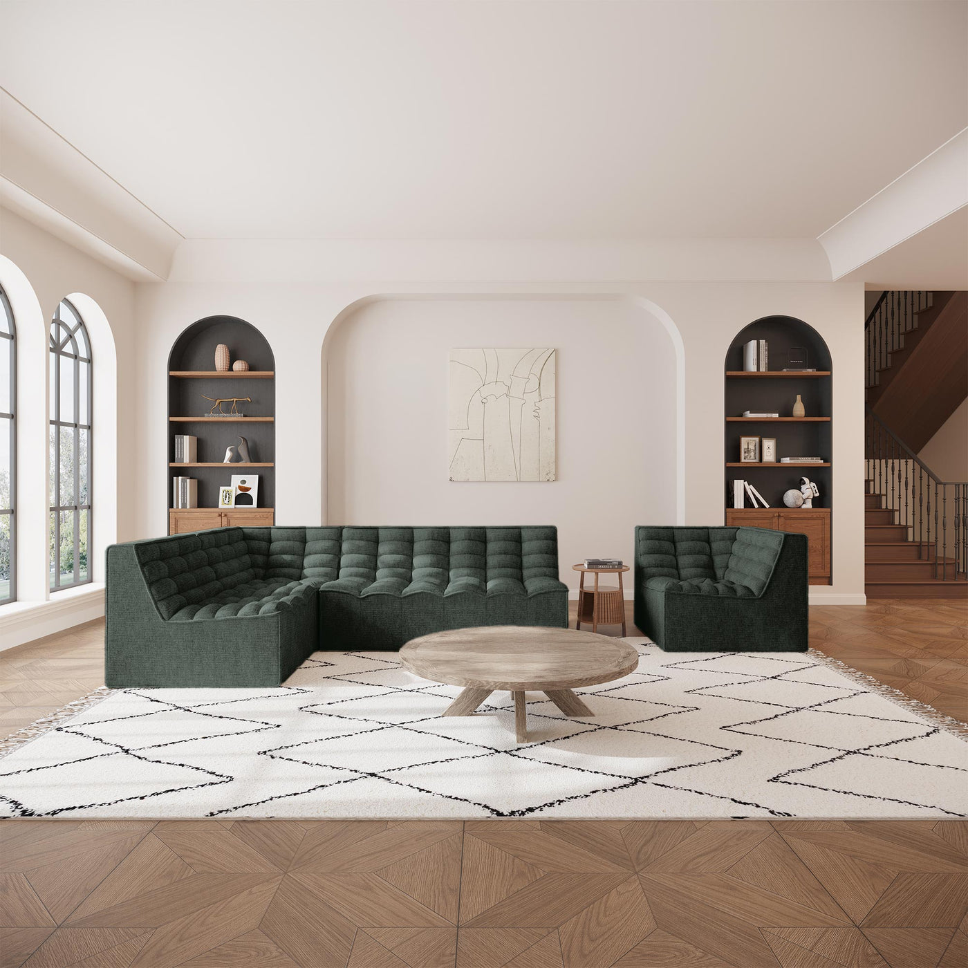 ZEYNA Fauteuil modulable en tissu vert