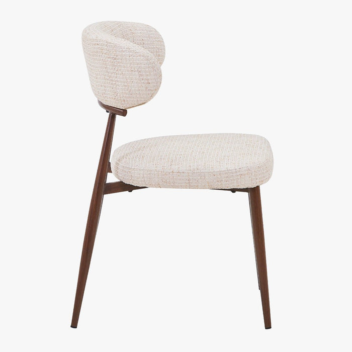 ZOELIA Lot de 2 chaises en tissu beige pieds couleur bois foncé