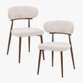 ZOELIA Lot de 2 chaises en tissu beige pieds couleur bois foncé
