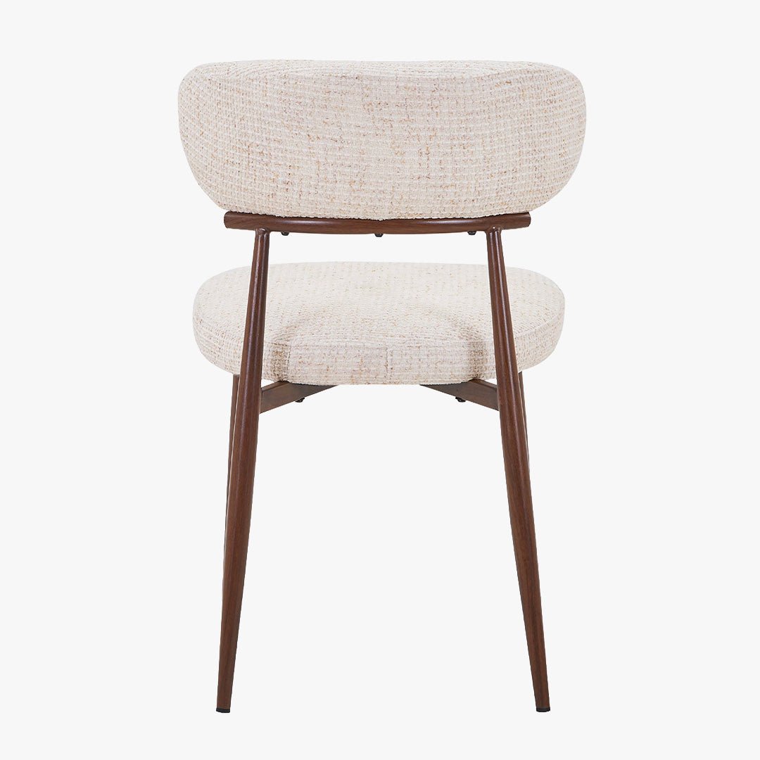 ZOELIA Lot de 2 chaises en tissu beige pieds couleur bois foncé - Chaise de repas - Mobilier Deco