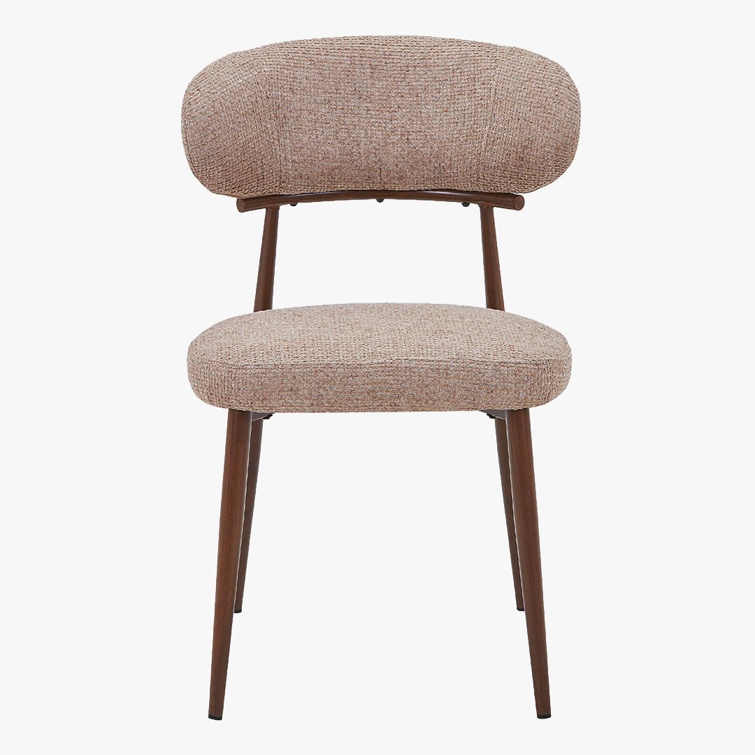ZOELIA Lot de 2 chaises en tissu taupe pieds couleur bois foncé - Chaise de repas - Mobilier Deco