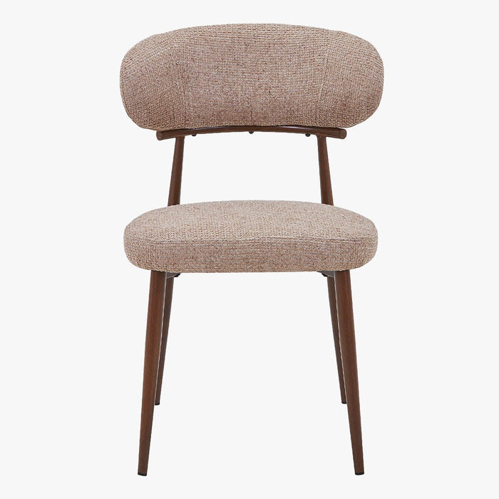 ZOELIA Lot de 2 chaises en tissu taupe pieds couleur bois foncé