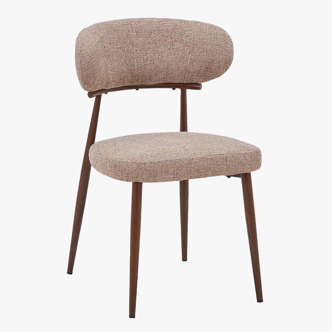 ZOELIA Lot de 2 chaises en tissu taupe pieds couleur bois foncé - Chaise de repas - Mobilier Deco
