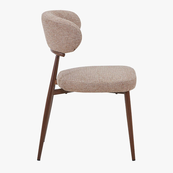 ZOELIA Lot de 2 chaises en tissu taupe pieds couleur bois foncé