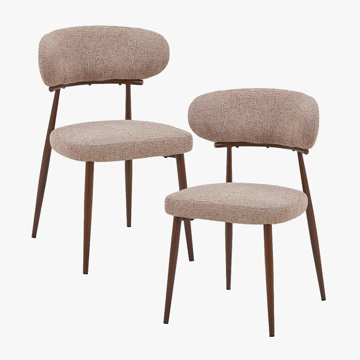 ZOELIA Lot de 2 chaises en tissu taupe pieds couleur bois foncé