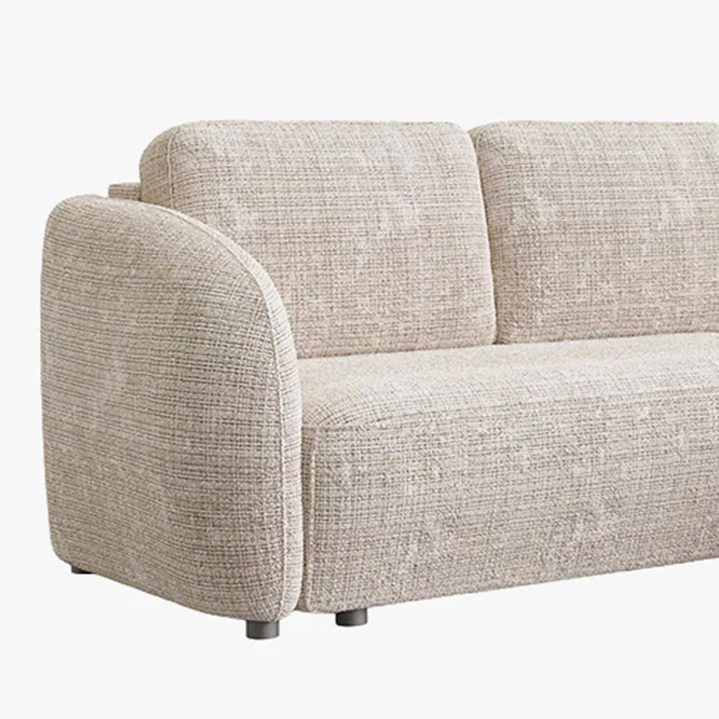 ALANYA Canapé d'angle convertible avec coffre en tissu beige - Angle droit