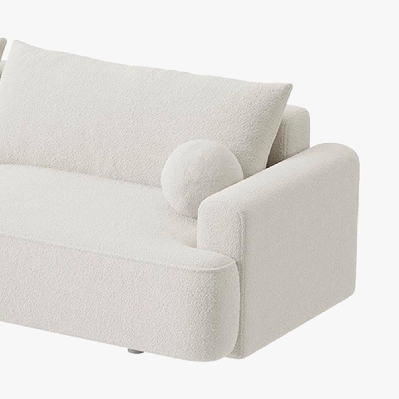 ANAIS Canapé d'angle convertible en tissu bouclette beige - Angle gauche