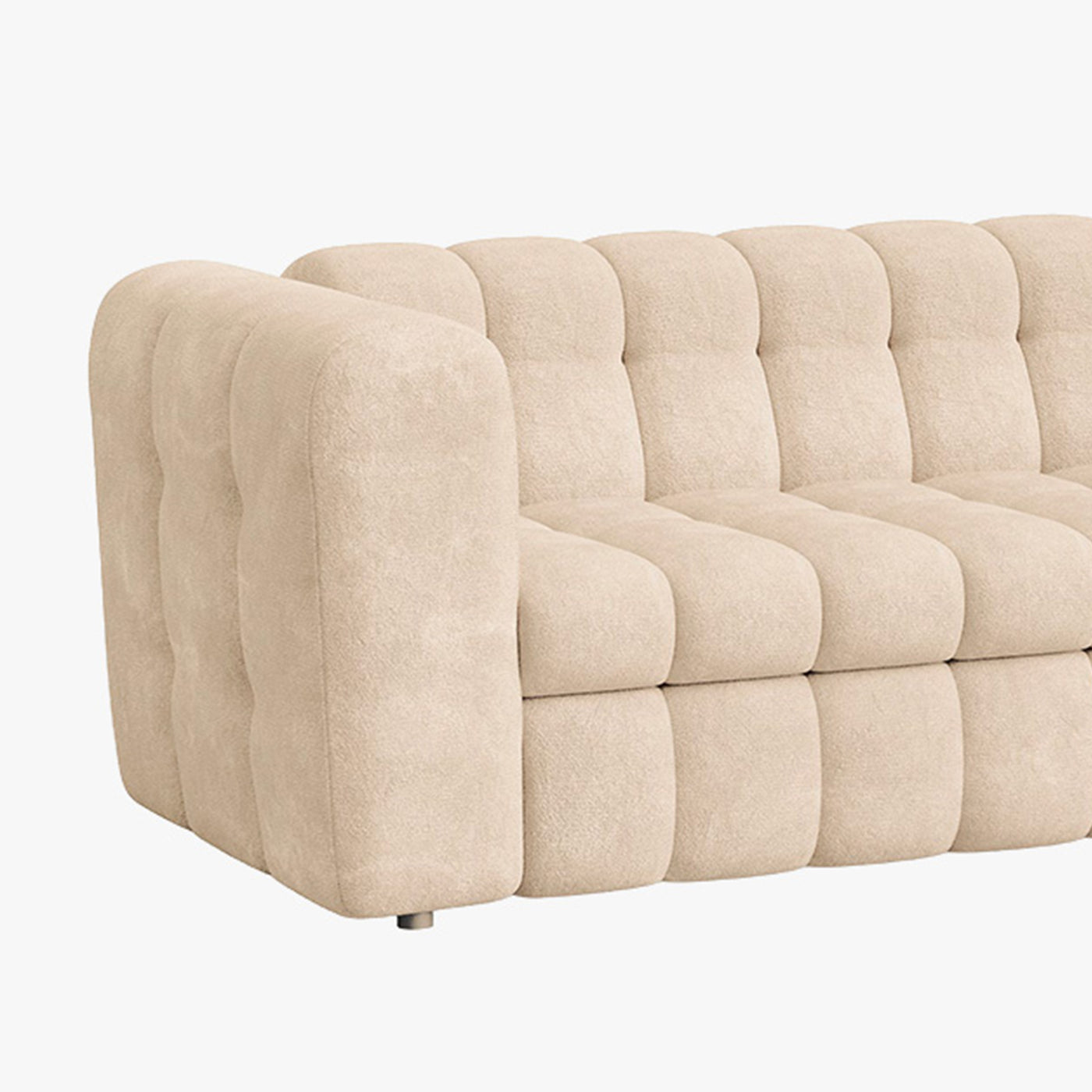 DARIA Canapé 3 places convertible en tissu matelassé beige matelas 14 cm