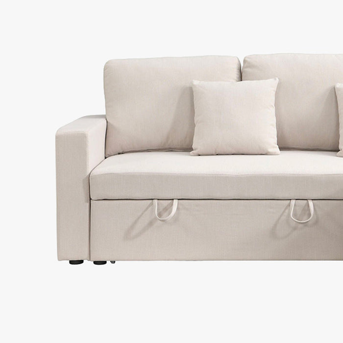 DORIA Canapé d'angle convertible et réversible avec coffre en tissu beige