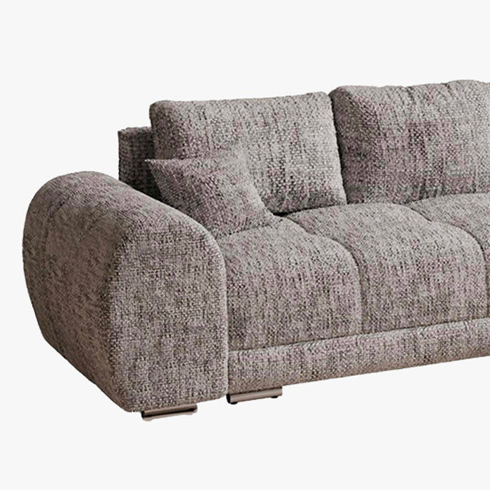 KAMILIA Canapé d'angle convertible avec coffre en tissu gris - Angle droit