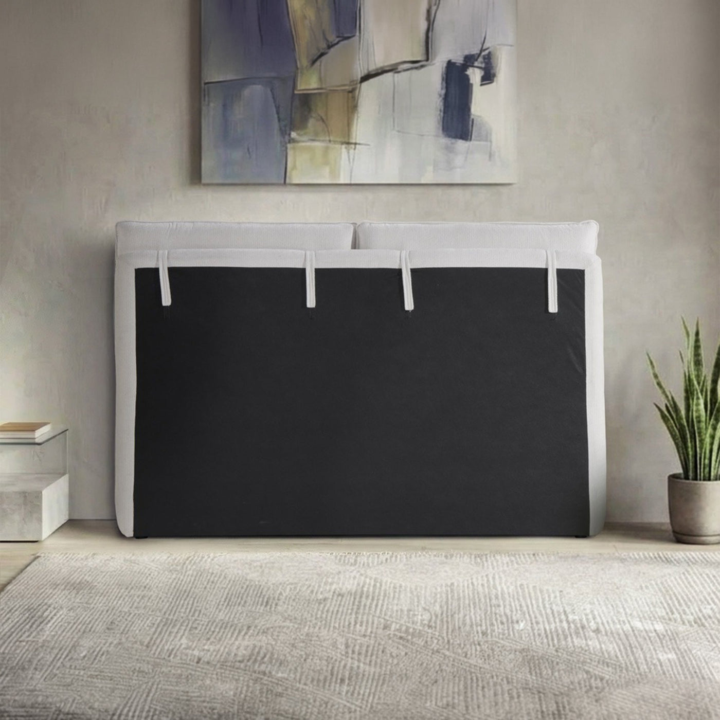 ZYRA Lit double en tissu beige avec coffre 160x200 cm - Lits - Mobilier Deco