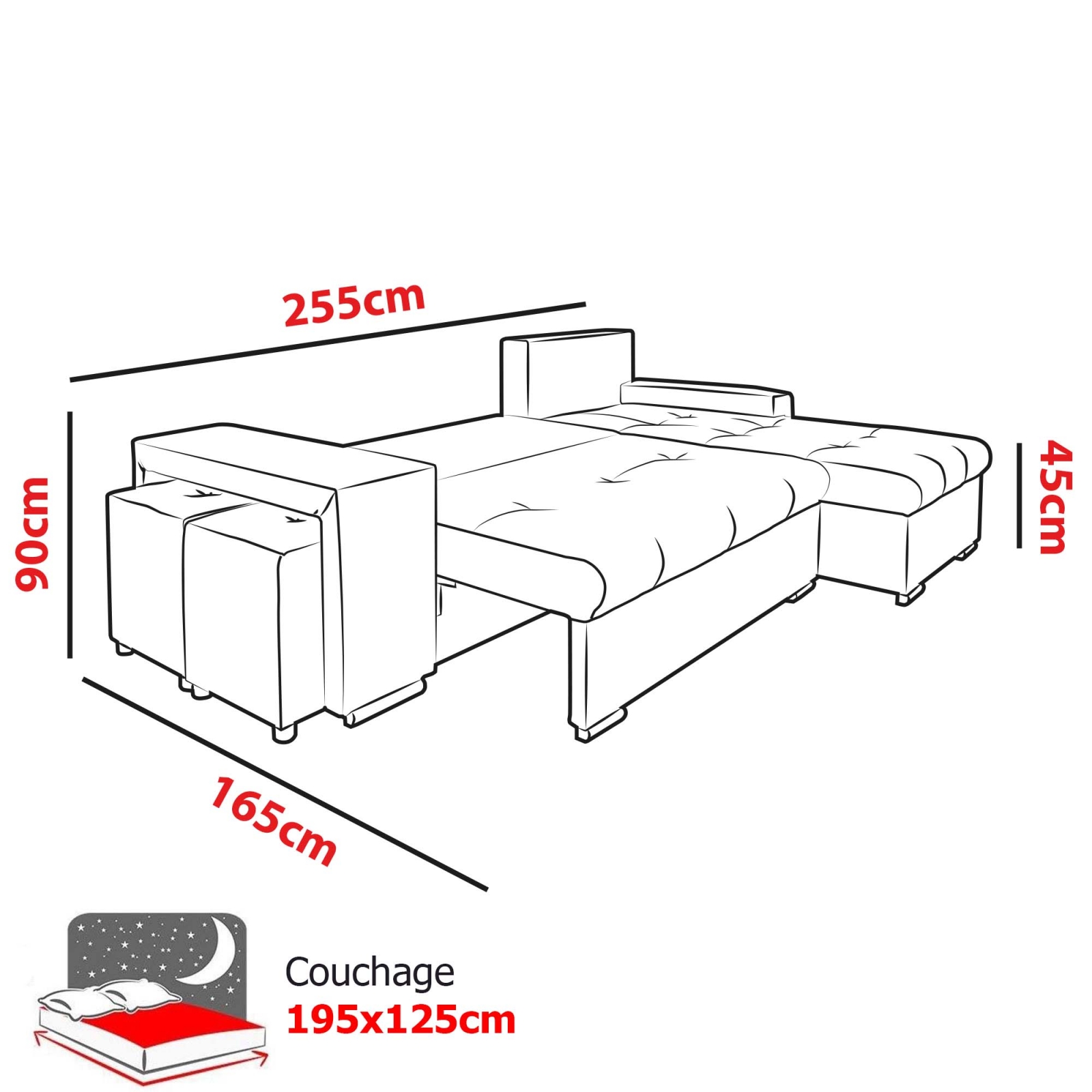 Armoire De Rangement En Tissu 165 cm x 70 cm x 45 cm