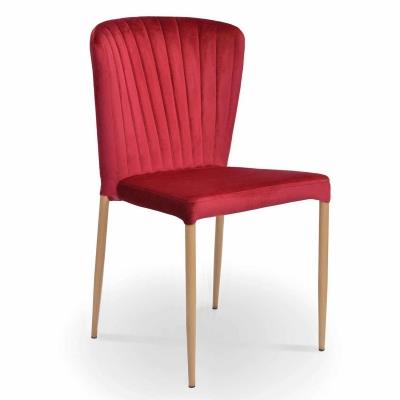 Lot de 4 chaises en velours rouge