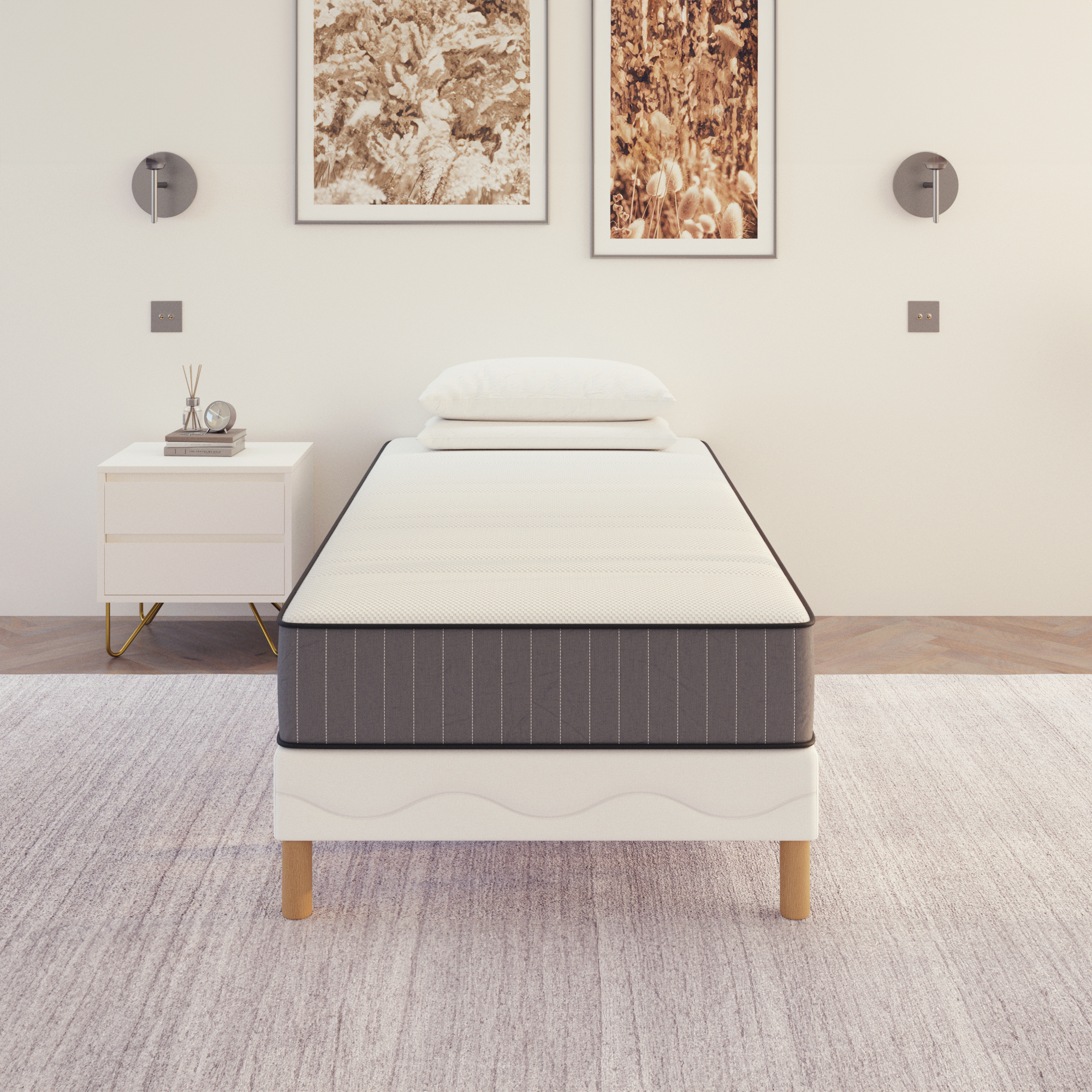 Matelas et sommier 90x190 Madere - Decokit - Soutien ferme - Sommier  démonté - Chêne