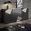 Buffet 3 portes design anthracite détails miroir