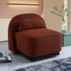 Fauteuil pivotant en tissu bouclette terracotta