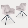 Lot de 2 chaises en velours beige piètement en métal noir