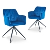 Lot de 2 chaises en velours bleu piètement en métal noir