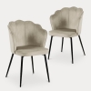 Lot de 2 chaises design en velours beige pieds noirs