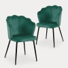 Lot de 2 chaises design en velours vert pieds noirs