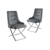 Lot de 2 chaises en velours gris piètement argenté