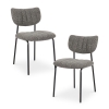 Lot de 2 chaises en tissu gris foncé piètement métal noir