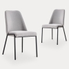 Lot de 2 chaises contemporaines en tissu gris