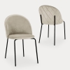 Lot de 2 chaises en velours beige et pieds noirs