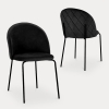 Lot de 2 chaises en velours noir et pieds noirs