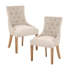 Lot de 2 chaises en tissu beige piètement bois