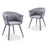 Lot de 2 chaises en velours gris pieds en métal noir