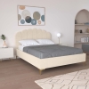 Lit double design en velours beige 140x190 cm