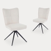 Lot de 2 chaises en tissu beige pieds métal noir