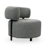 Fauteuil design en tissu gris et métal noir