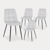 Lot de 4 chaises en tissu gris clair