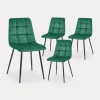 Lot de 4 chaises en velours vert