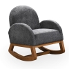 Fauteuil à bascule effet peau de mouton gris foncé et bois clair