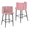 Lot de 2 tabourets de bar design en velours rose