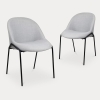 Lot de 2 chaises en tissu effet lin gris