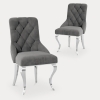 Lot de 2 chaises en velours gris pieds argentés