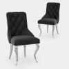 Lot de 2 chaises en velours noir pieds argentés