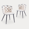 Lot de 2 chaises en velours beige pieds en métal noir