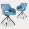 Lot de 2 chaises pivotantes en velours bleu pieds en métal noir