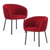 Lot de 2 chaises en tissu rouge piètement métal noir